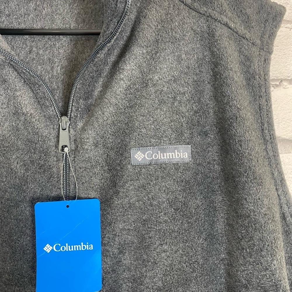 Columbia Gray Polar Fleece Zip Up Vest size Large - Picture 6 of 6